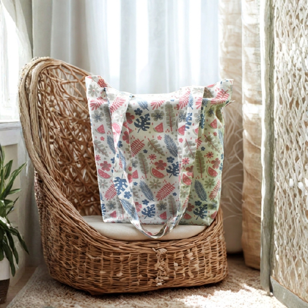 L Bottom Shopping bag white floral